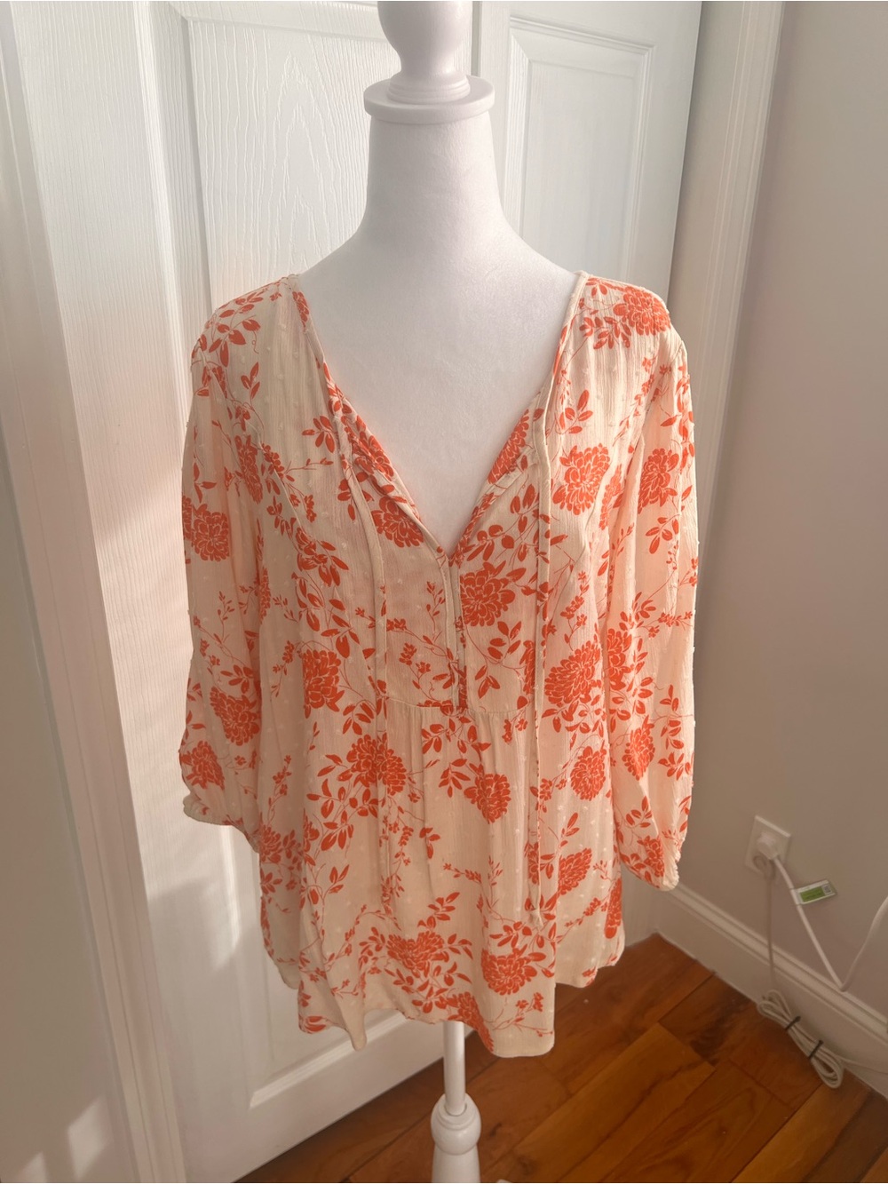 Papermoon Cream Tunic with Orange Floral Print